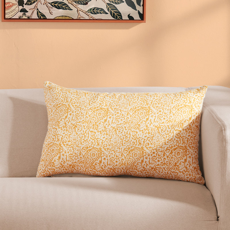 Housse et insert de coussin rectangulaire en lin Paisley Block