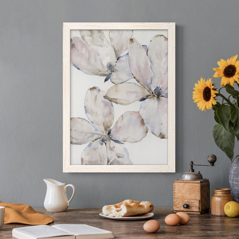 Soft Wind Flowers I, toile encadrée de qualité supérieure - prête à être accrochée, Cadre blanc, H 17 po x l 20 po x P 1 po
