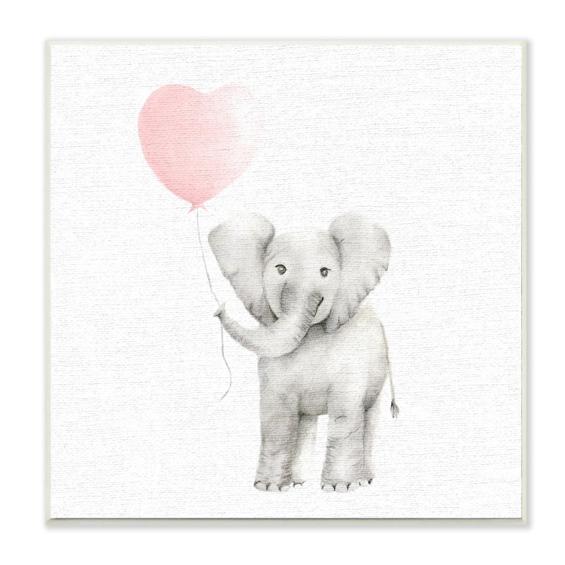 «Kepler Baby Elephant Ballon», impression en rose, H 12 po x l 12 po, Plaque murale