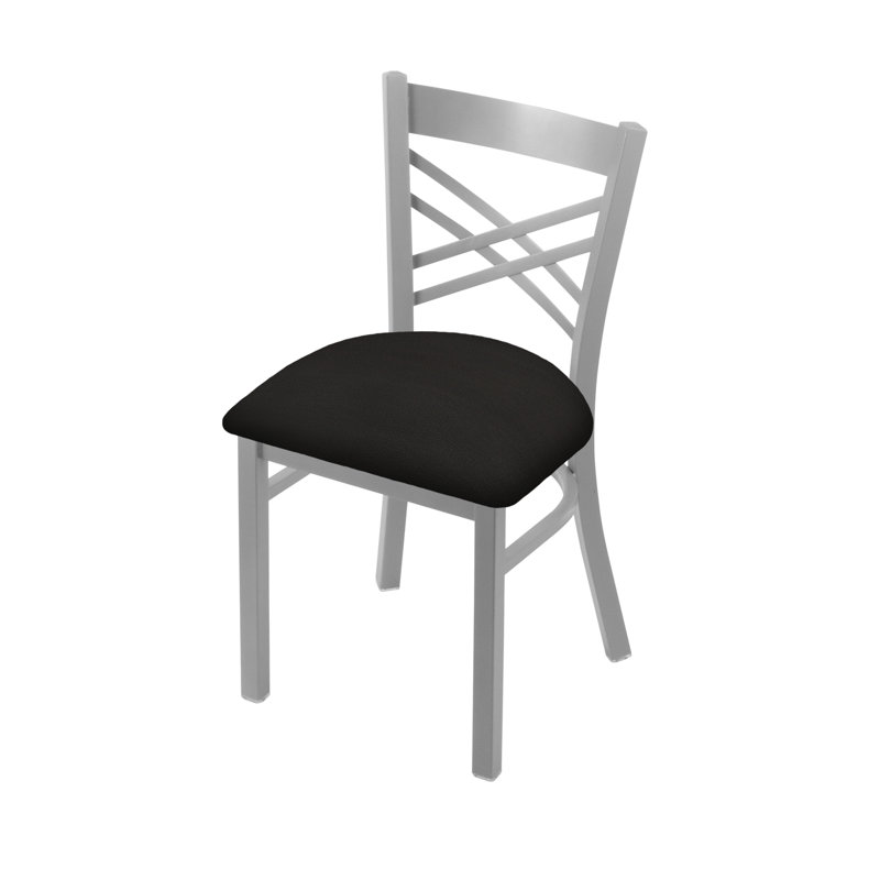 Catalina 18'' H Upholstered Metal Side Chair, Anodized Nickel, Vinyl-Canter Espresso