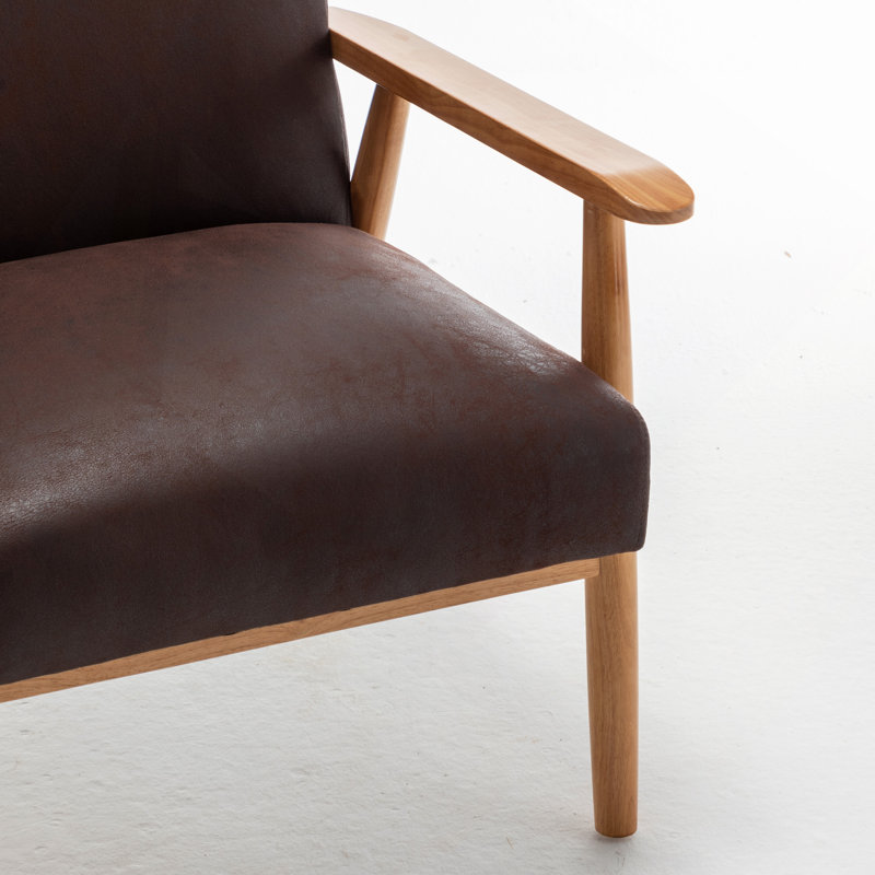 Fauteuil moderne de 25,38 po de largeur, Brun pâle, Marron foncé