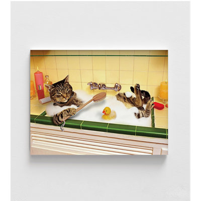 Kitchen Spa By Lund Roeser, Funny Cat Poster Decor, Bathtub Hotel Room Artwork, Gift For Sister In Law, Cat In Tub Poster Print