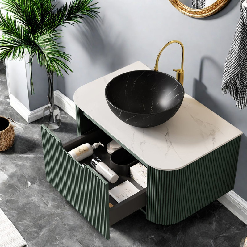 Meuble-lavabo avec lavabo avec rangement, 30 po Modern Green Modern