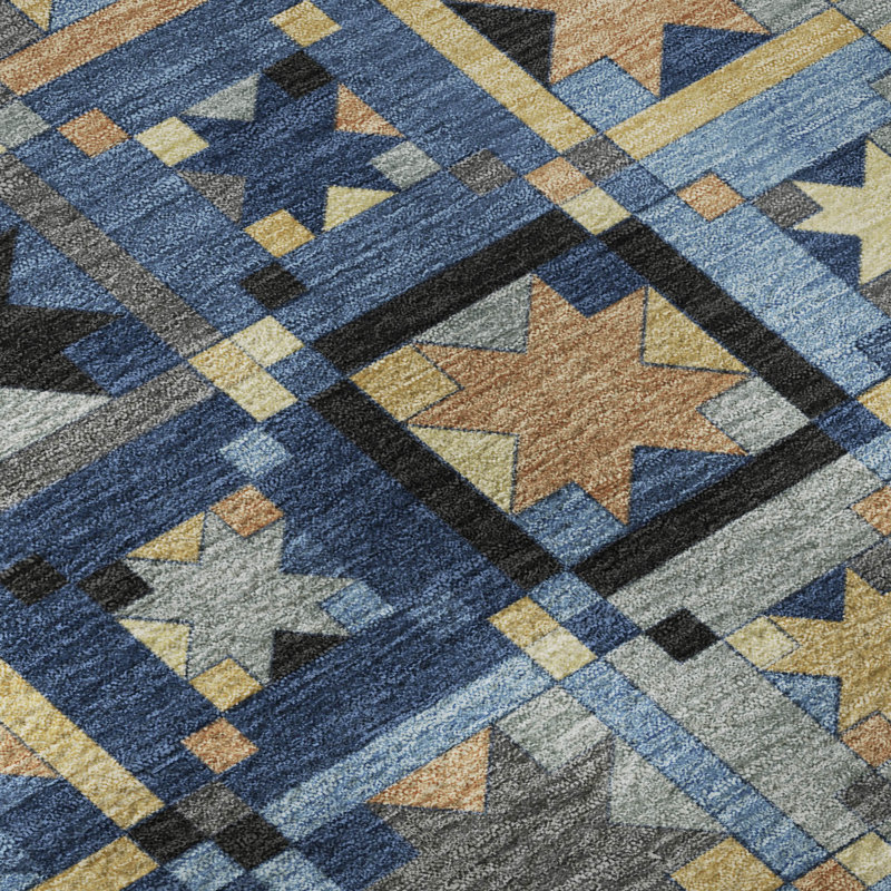 Tapis de qualité supérieure lavable à la machine Villers, Marine, 5' x 7'6"