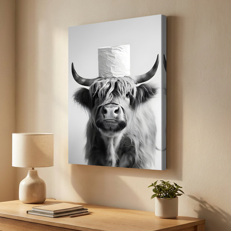 «Humble vache avec papier hygiénique» humoristique en noir et blanc