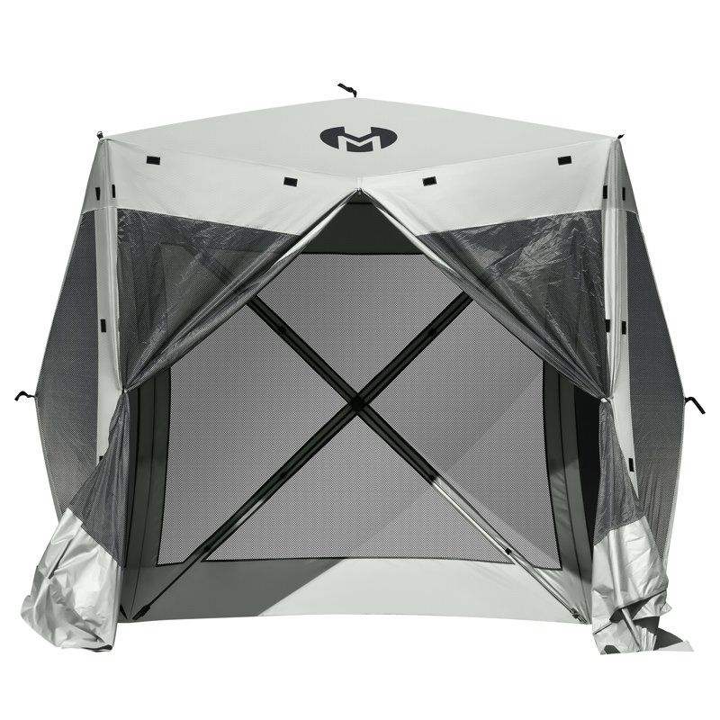 Gazebo Tent Pop-Up Portable 4/5/6-Sided Hub Durable Screen Tent Netted Gazebo Waterproof Pavilion, Silver Gray