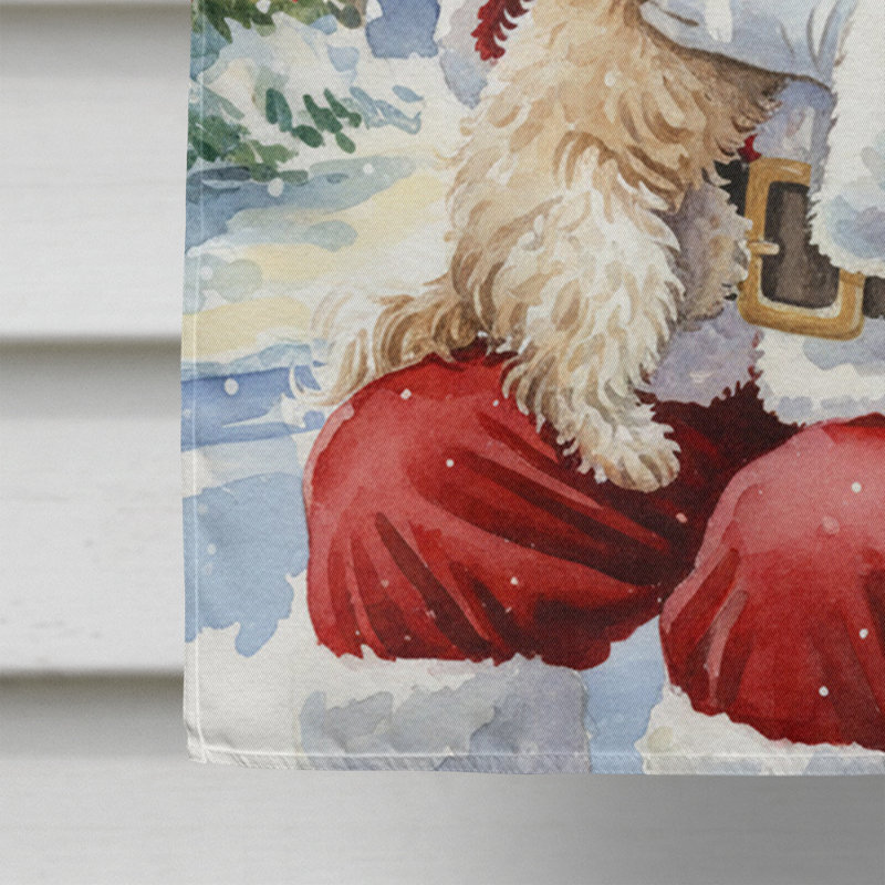 Maltipoo avec le drapeau de la maison du père Noël, Taille de la maison, Maltipoo