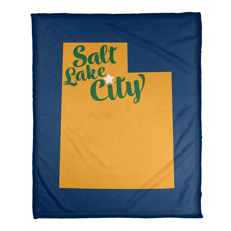 Jeté polaire en utah sel lake city, l 52,5 po x L 62,5 po, Bleu marine / doré