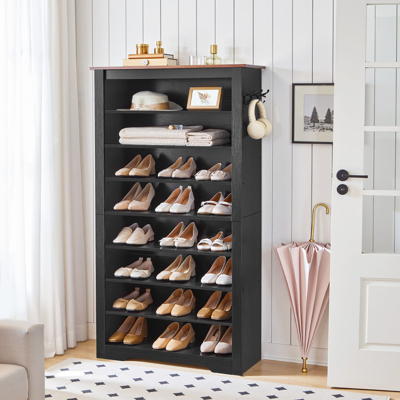 32-Pair Shoe Storage Cabinet, Black/Walnut