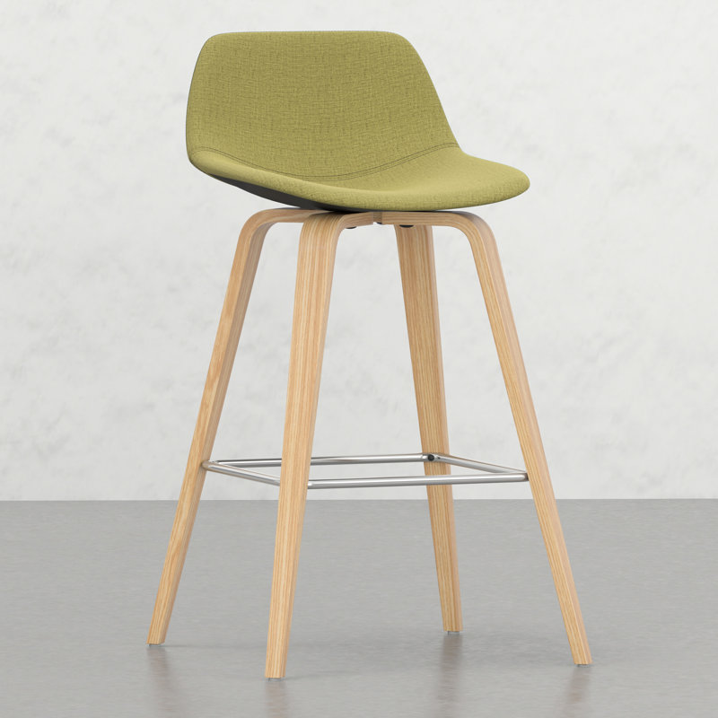 Tabouret Mid-Century (2) - Siège rembourré, placage de bois, repose-pieds, solution de siège polyvalente pour la maison de 2 tabourets