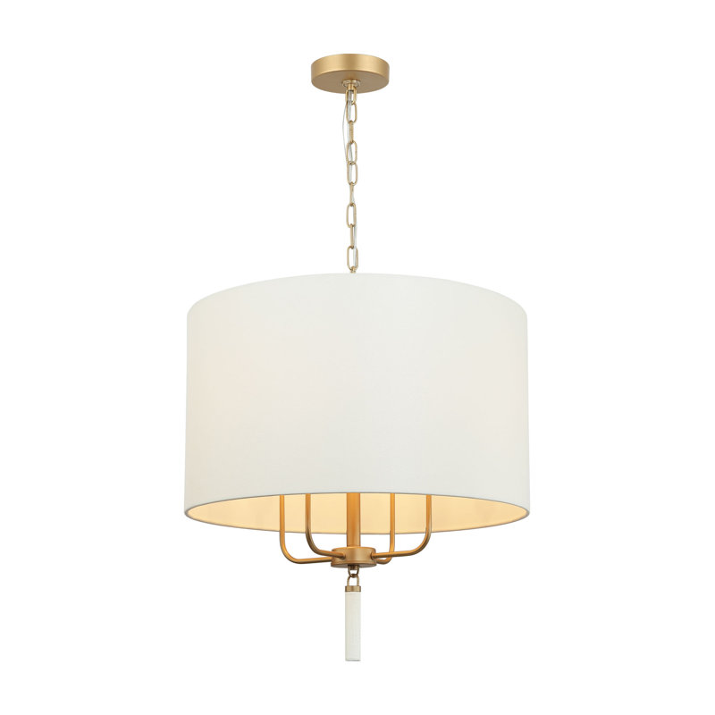 4 - Light Pendant, White, Painted Gold