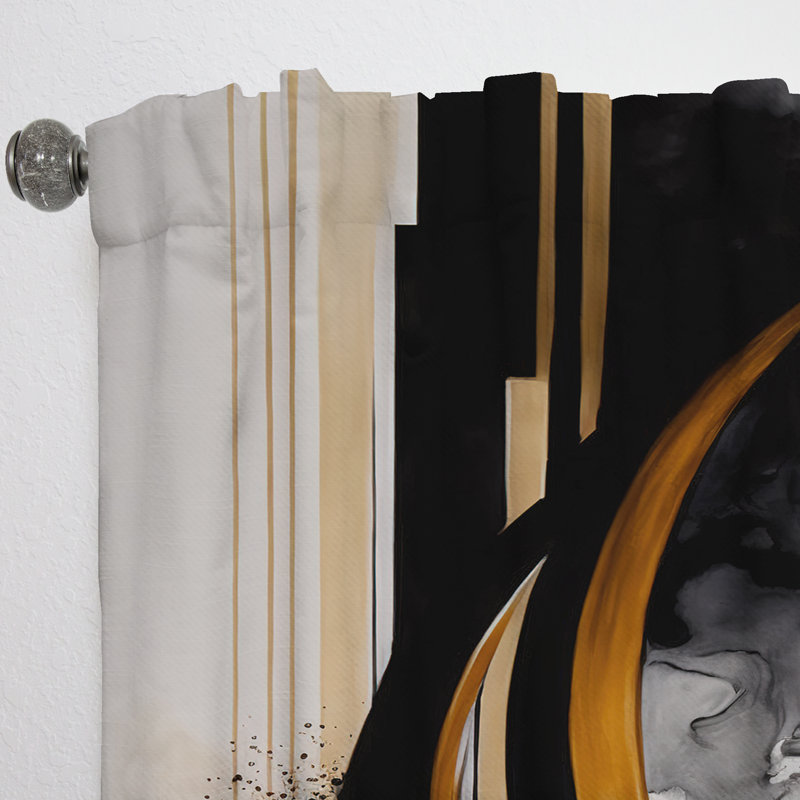 Gold Touch Art Deco II - Modern Velvet Curtain - Room Darkening - 1 panel, 52" W x 95" L