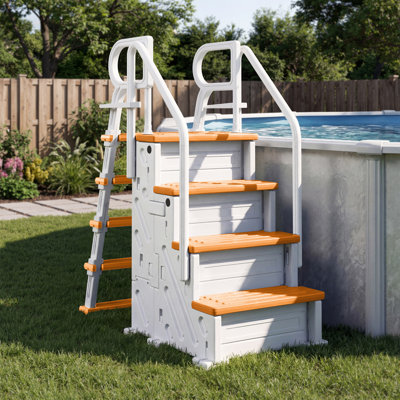 Heavy Duty Pool Ladder Above Ground , Dual Handrails Nonslip with 4-Steps, 500 LBS Load Capacity for 46-58 Inch Pools(Double Side)
