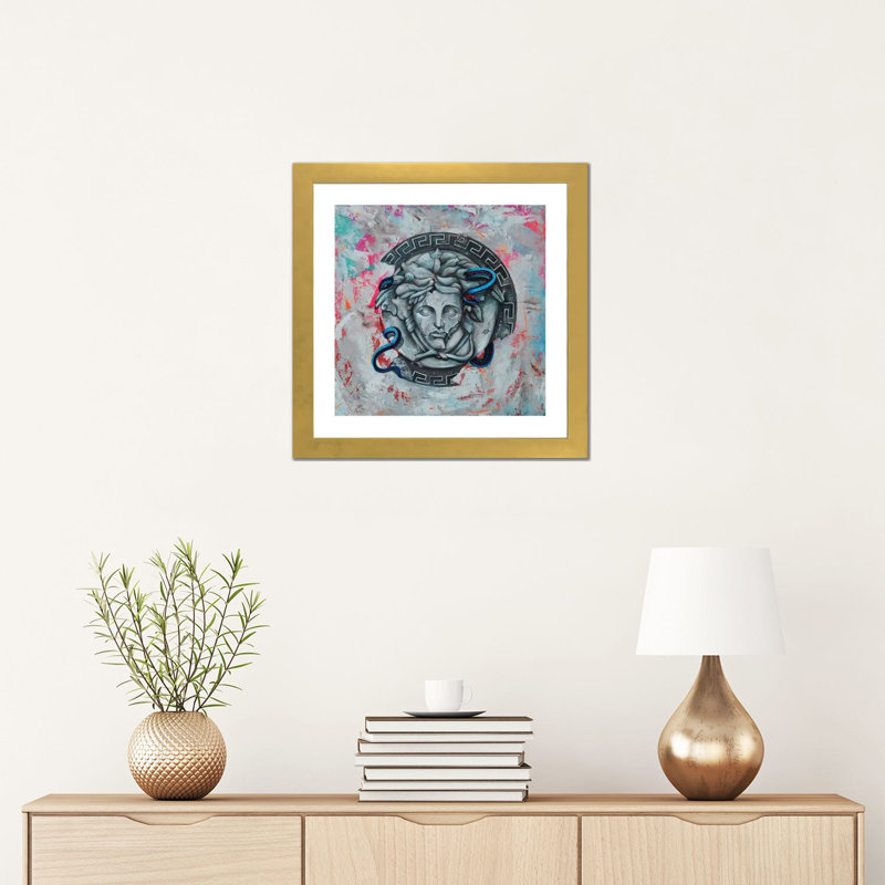 «Blue Farmhouse» par Carol Robinson - reproduction imprimée, H 16 po x l 16 po x p 1 po, Toile avec cadre en bois beige