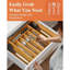 Grand organisateur de couverts en bambou - Organisateur de tiroir extensible pour ustensiles, couverts et couverts, solution de rangement de cuisine avec 6 à 8 fentes, naturel, 19,4 po x 13,1 po x 1,8 po
