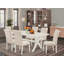 L'ensemble de table de cuisine 6 pièces contient une table de salle à manger rectangulaire avec des pieds en X et 4 chaises Parson en tissu de lin beige clair avec un banc, lin blanc-1625033127