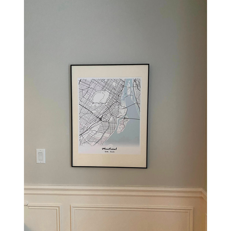 Carte de Montréal - impression encadrée, Blanc