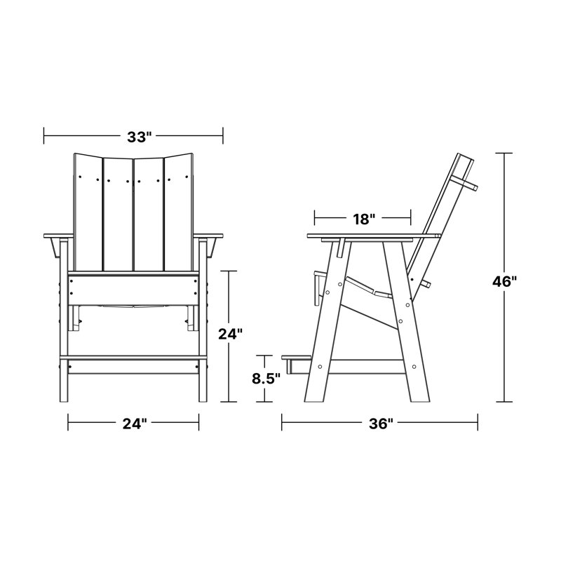 Chaise haute Adirondack contemporaine, Brun Tudor