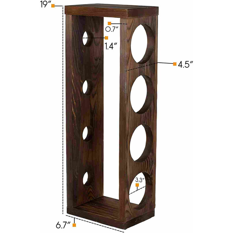 Étagère de rangement murale pour 4 bouteilles en bois