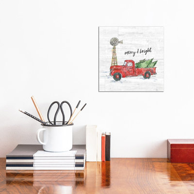 Country Christmas IV Merry and Bright Shiplap 1 Piece Wrapped Canvas Wall Art