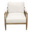 Méridienne Farquhar en tissu bouclé ivoire Mid-Century sur bois massif naturel-1878320065