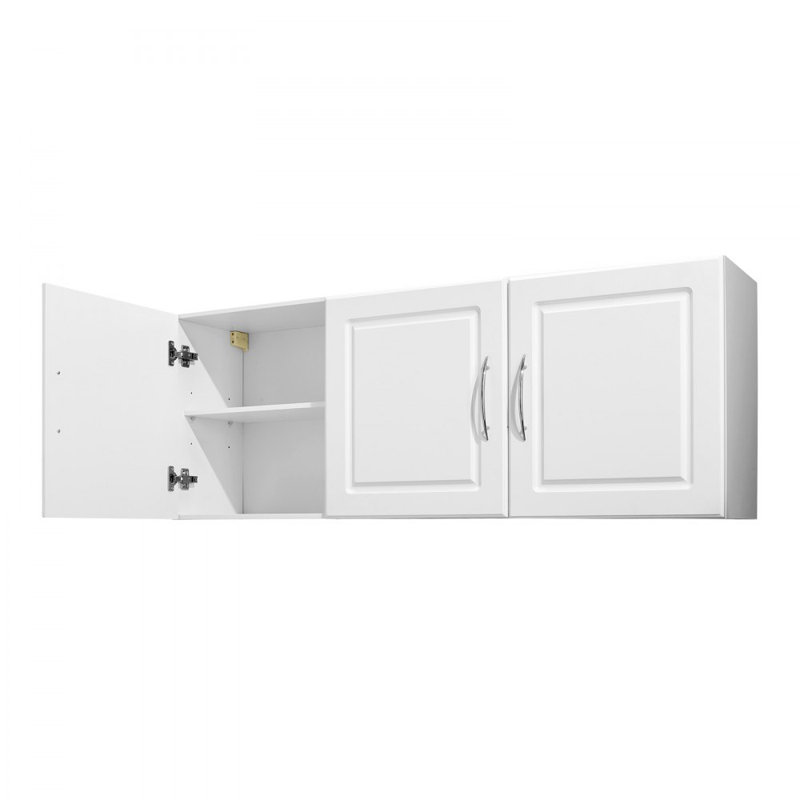 Armoire murale pour salle de lavage, armoire murale à 2 niveaux avec 3 portes, organisateur de placard avec tablette réglable, pour cuisine, garage, buanderie, (P 12,44 x 54 x 20,31 po), blanc