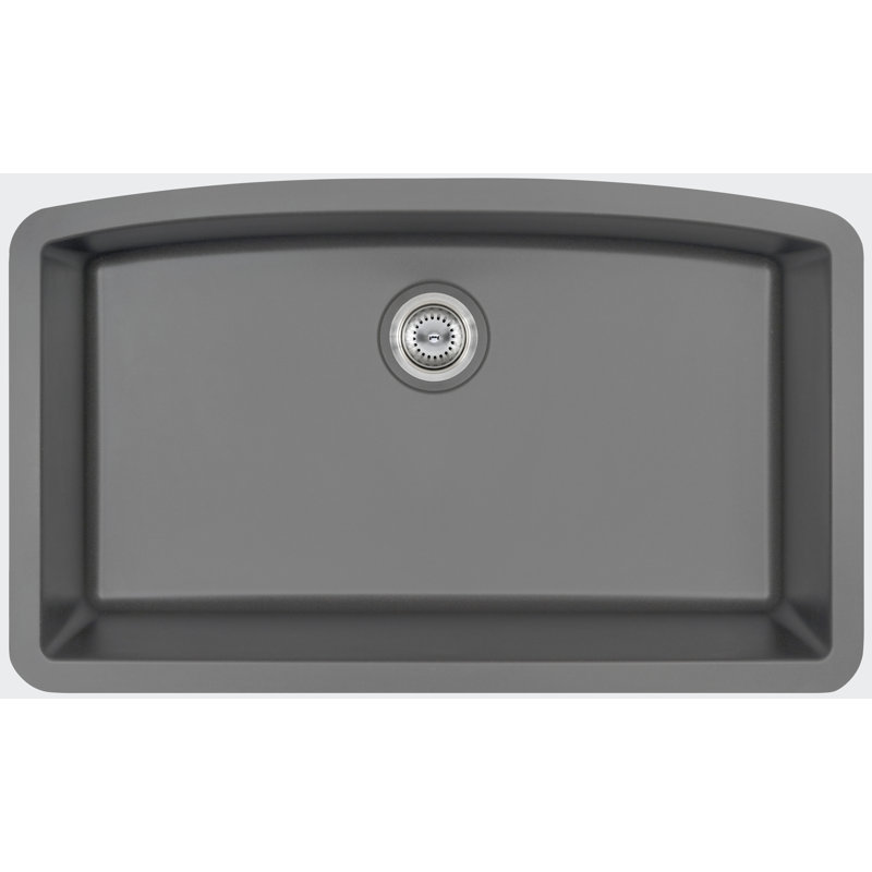 32 in. x 19 in. Quartz Undermount Single Bowl Kitchen Sink, Gray