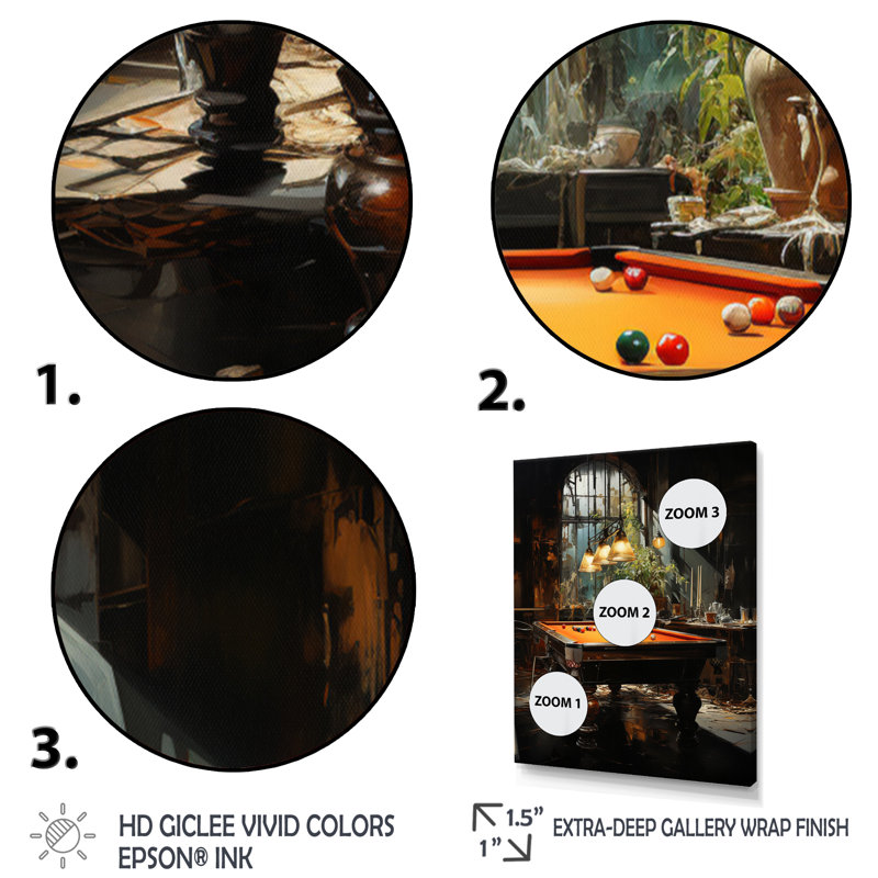 Curissa Billard Shadows In Motion I, reproduction d'art sur toile, Cadre flottant doré, H 32 po x l 24 po x P 1 po