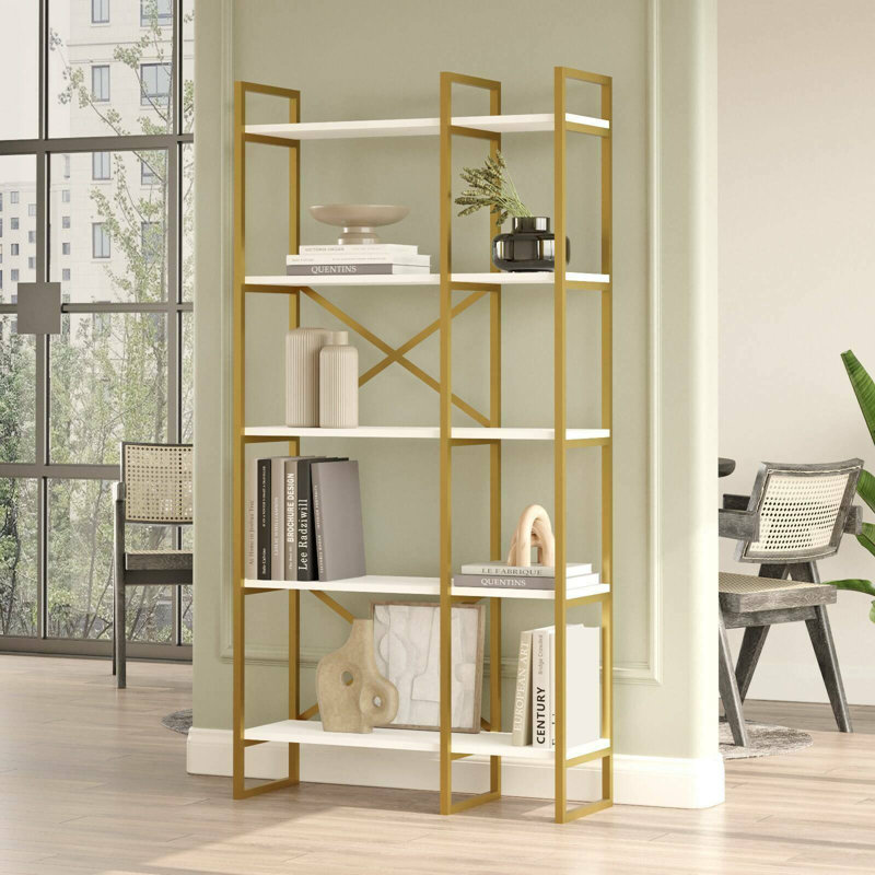 Linton Bookcase, White/Gold