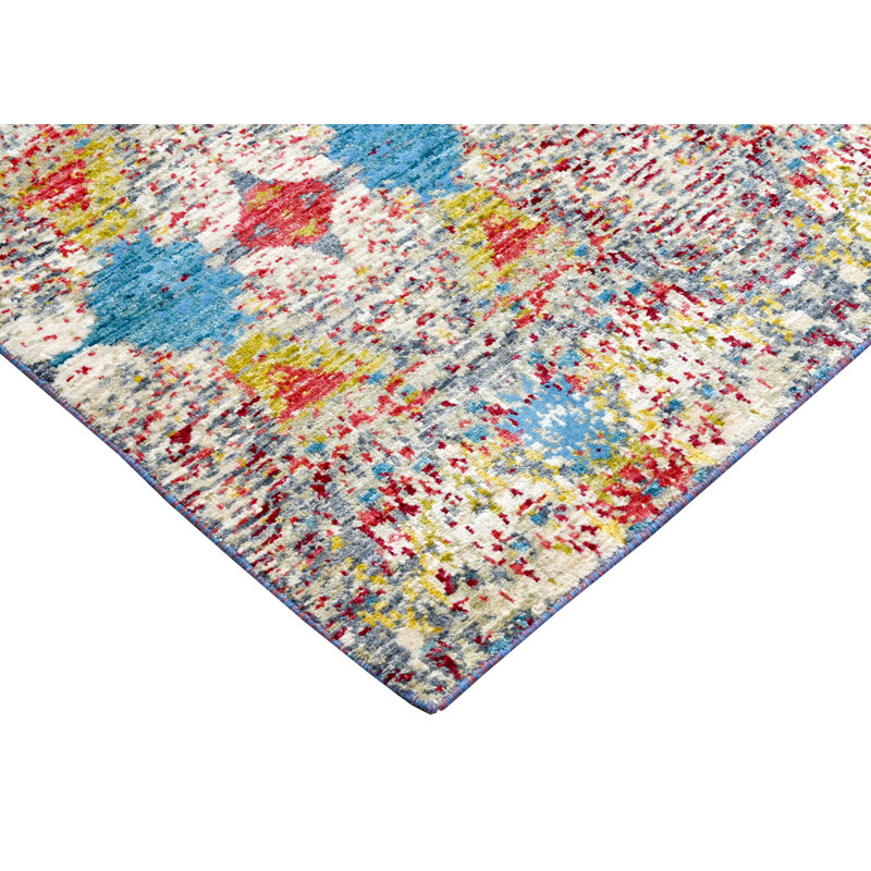 Hand-Knotted High-Quality Blue, Beige, and Yellow Area Rug