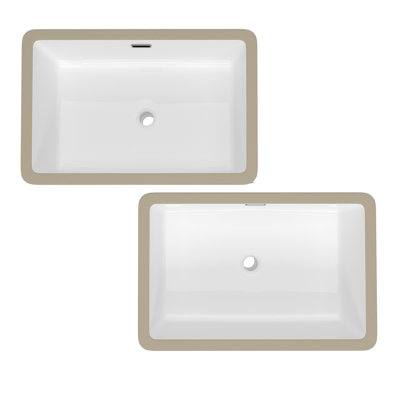 23 5/8" Vessel Sink Rectrangle Undermount Bathroom Sink With Overflow (2 Pack)