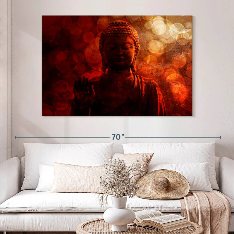 Bouddha rouge bronze Adella, H 34 po x l 51 po