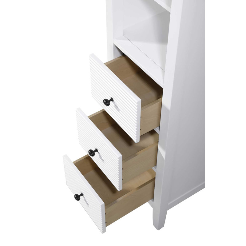 16 Inch Open Shelving Bath Storage Cabinet in White, White, 72" H x 16" W x 18" D