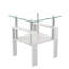 Ensemble de 2 tables à thé modernes en verre trempé, plateau en verre trempé avec panneau de fibres à densité moyenne, table basse, table de bout, table carrée pour le salon, transparent / blanc-1010069286-1010069287
