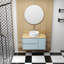 Meuble-lavabo mural: double tiroir 36 po + porte simple, armoire bleue, plateau en bois massif, lavabo rond, miroir facile à utiliser, tiroir en céramique naturelle et grand espace de rangement-1725698007
