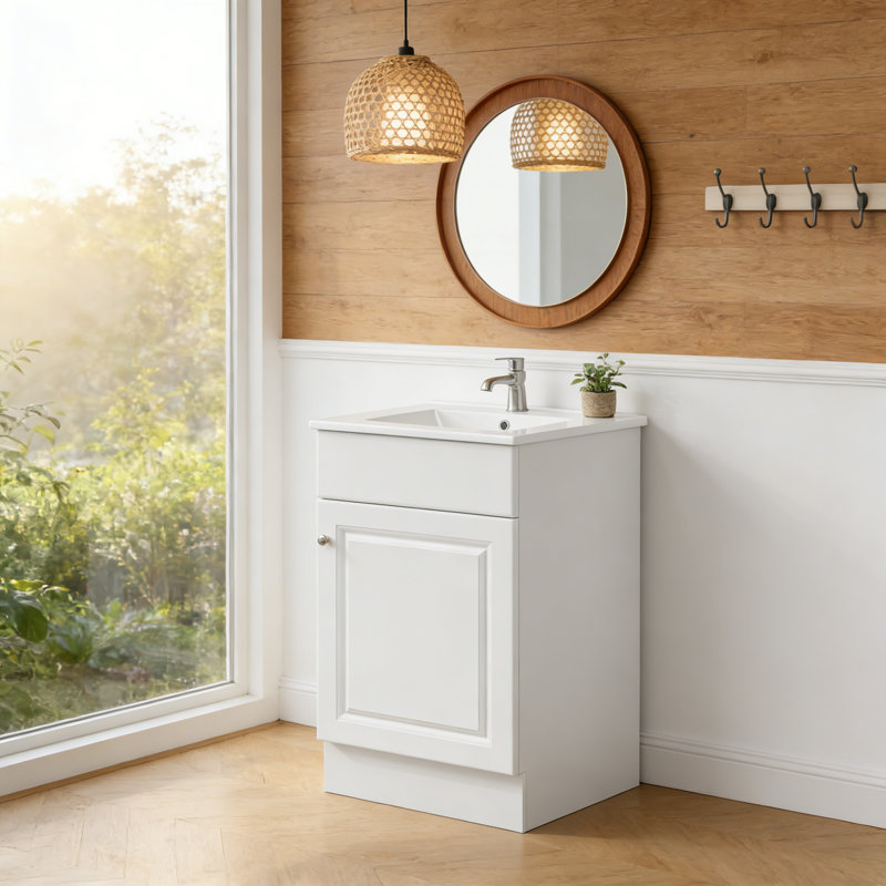 20" Bathroom Vanity with Sink, Silver, White