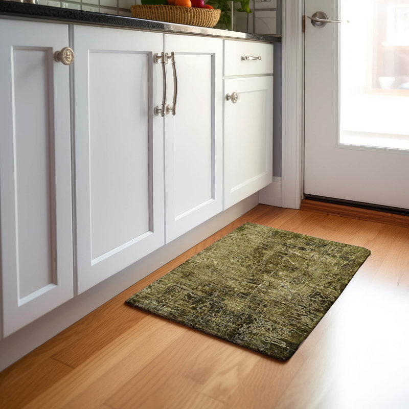 Premium Machine Washable Cerrito AMF559 Brown Rug, Rectangle 1'8" x 2'6"