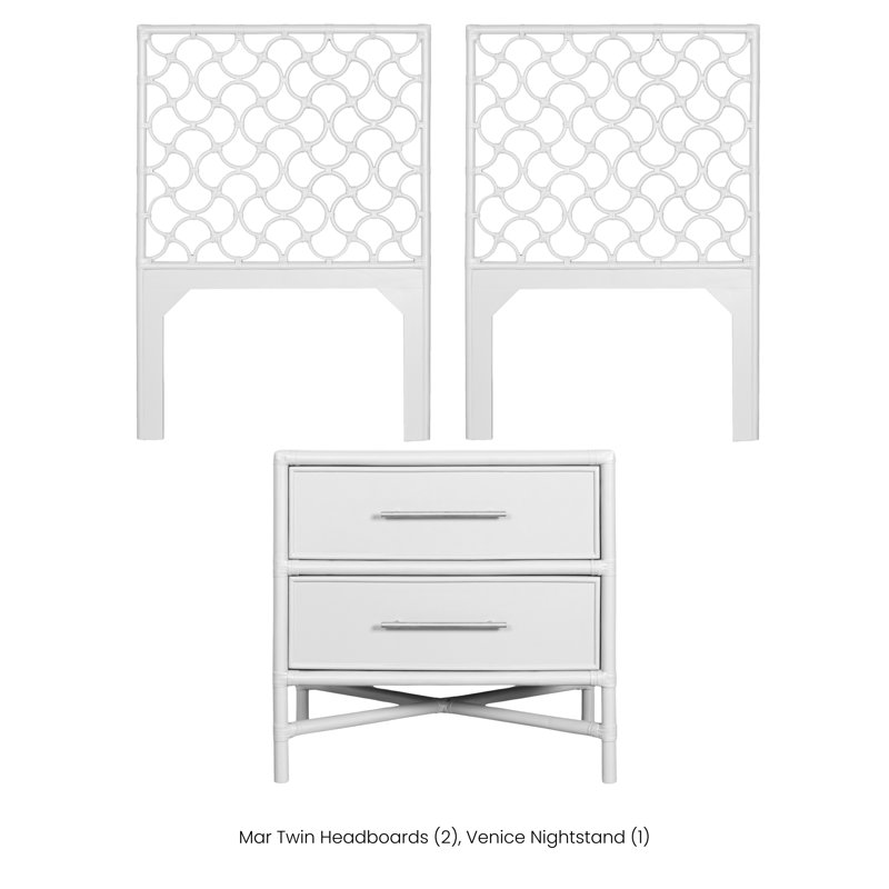 Mar King Headboard And Verona Nightstand Set – White, White, Twin, 3 Pcs: 2 Headboards, 1 Nightstand