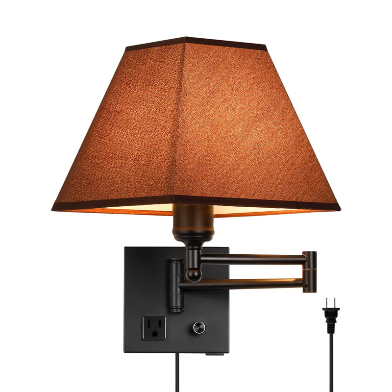 Kaeleah LED Swing Arm Sconce, 8.9" H x 12.99" W, Brown, Black