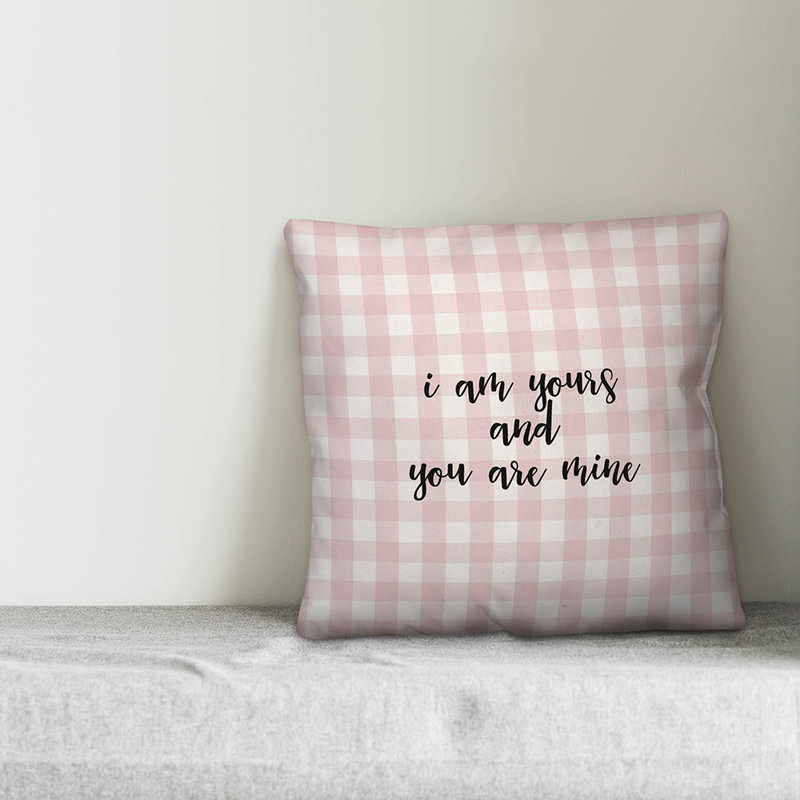  Coussin décoratif «I Am Yours And You are Mine», Rose / Noir, Coussin décoratif