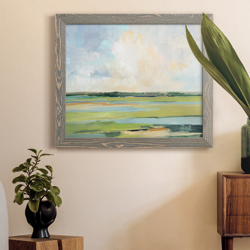 Pastel Horizon I - peinture sur toile encadrée, H 20 po x l 17 po x P 1,5 po, Gris