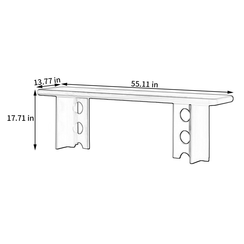 Banc en bois massif Stromain, Brun / noir, H 17,71 po x l 55,11 po x P 13,77 po