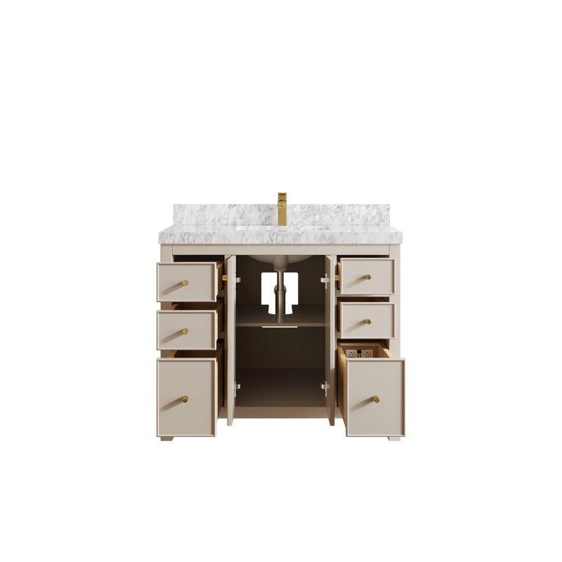 Meuble-lavabo simple 42 po avec plateau Chicago, Marbre de Carrare