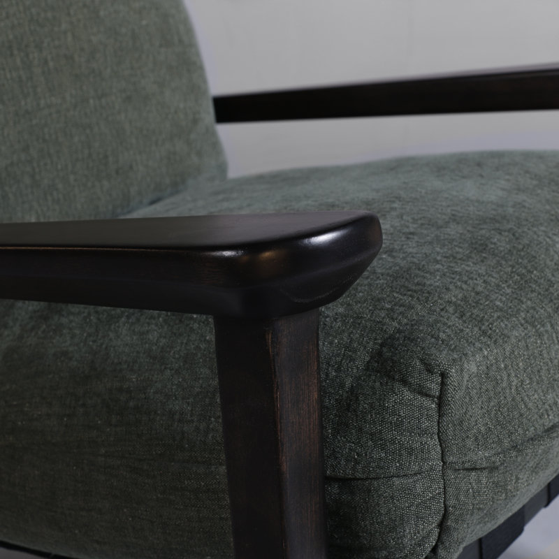 Mid Century Solid Wood Lounge Chair, Beechwood, Tapioca Premium Boucle