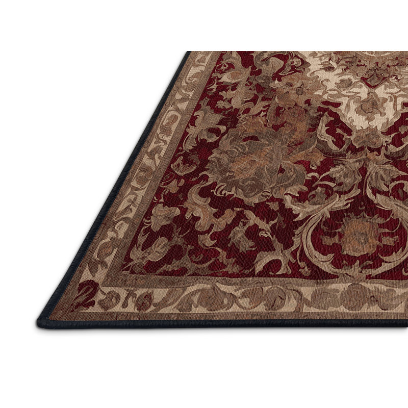 Machine Washable Brown Area Rug, Round 6'