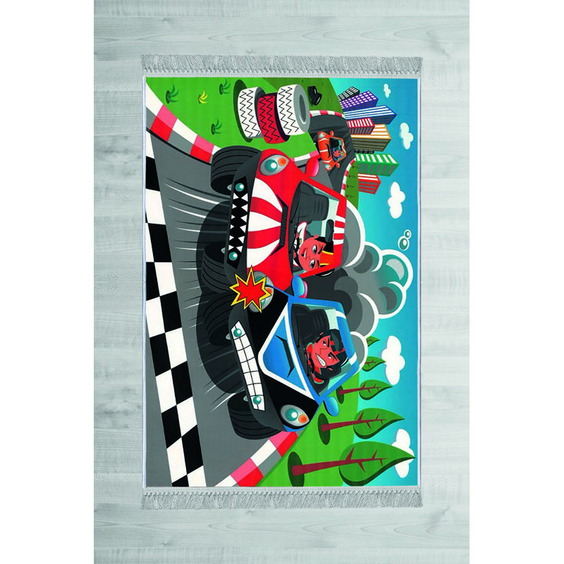 Tapis en velours gris / rouge / vert Taylorstown Kilim, Rectangle 5 pi 11 po x 9 pi 2 po
