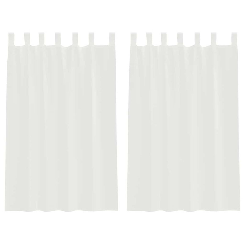Voile Curtains With Tab Top 2 Pcs, White, 140cm Width x 175cm Drop