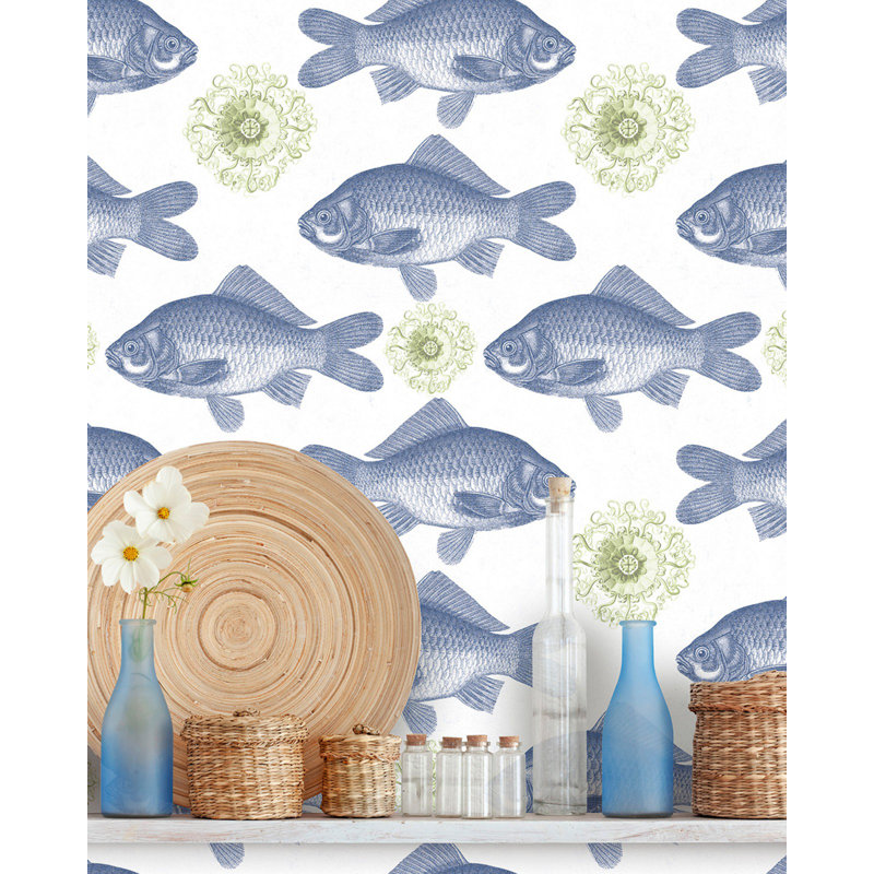 The Seafood Story Wallpaper Roll, Blue