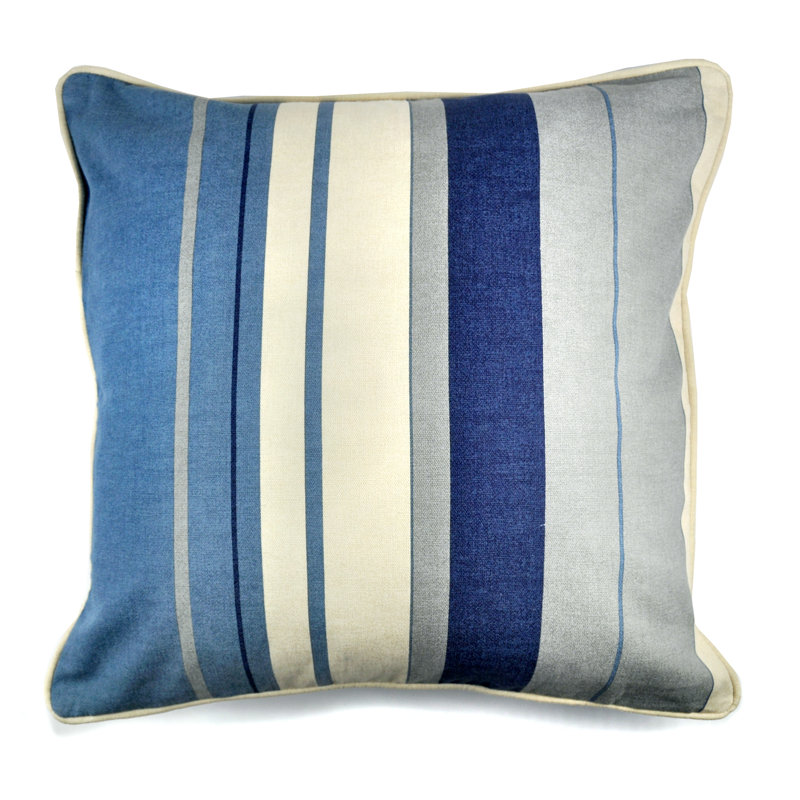 Whitworth Stripe Striped Square Throw Pillow Cover, Blue