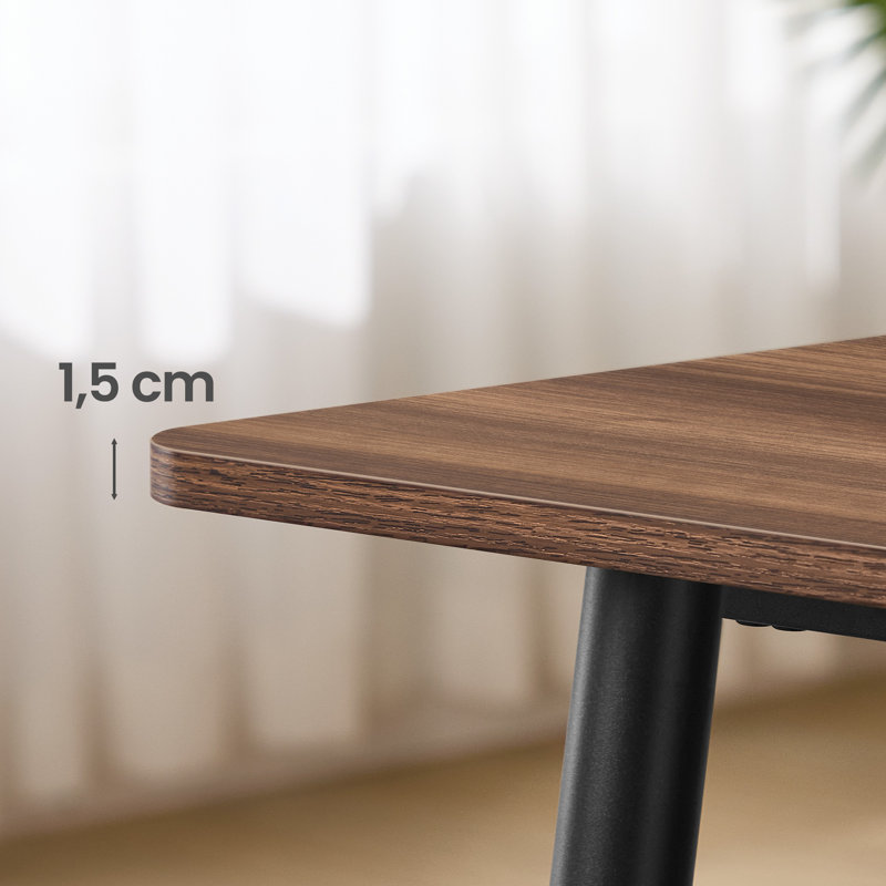 Table de salle à manger rectangulaire moderne 55,1 po pour 4 à 6 sièges, Noyer / noir